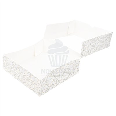 GDP CAJA PASTELERIA RAYADA C/VENTANA 23X23X7,5 CM