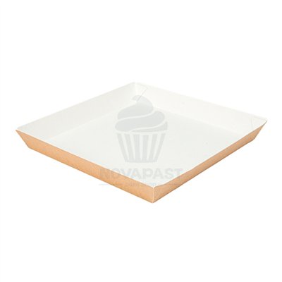 GDP 50 PRATOS DE PAPELÃO QUADRADOS KRAFT 23X23X3 CM