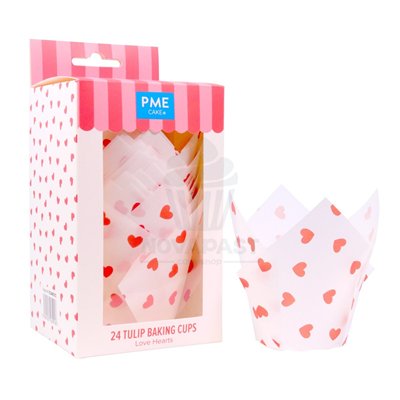 "Set PME de 24 Tulipas para Muffins con Diseño de Corazones Amorosos"