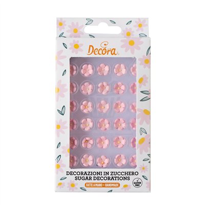 DECORA ESTUCHE 30 MINI FLORES DE AZUCAR ROSA