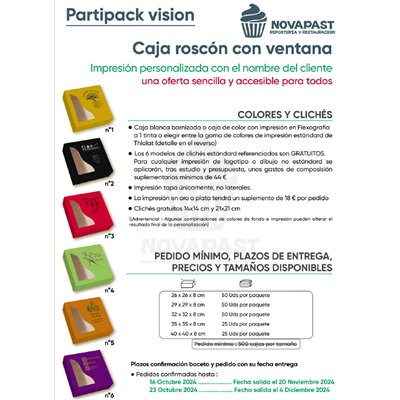 CAJA ROSCON DE REYES PERSONALIZADA CON VENTANA 26X26X8 CM
