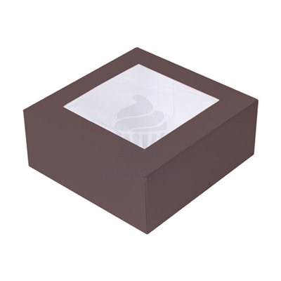 CAIXA DE PASTELARIA C/JANELA MARROM 18X18X7,5 CM