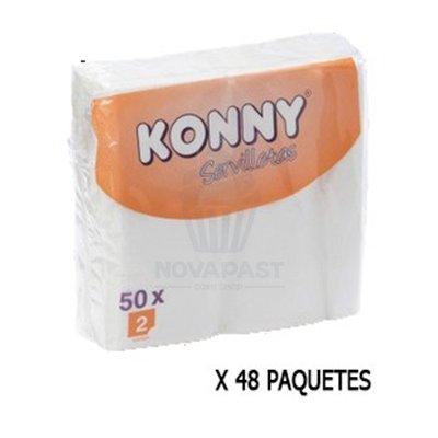 50 GUARDANAPOS BRANCOS 2H KONNY 40X40CM (CAIXA 48 PAC.)