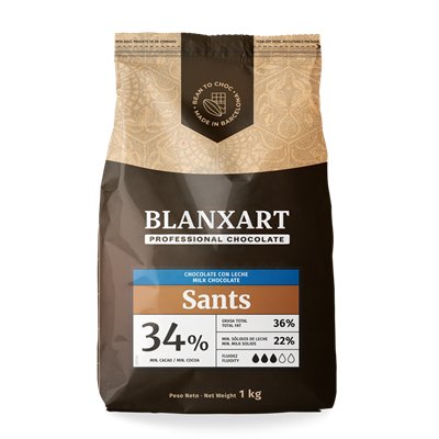 BLANXART CHOCOLATE SANTS 34% PURO C/LECHE (1 KG)