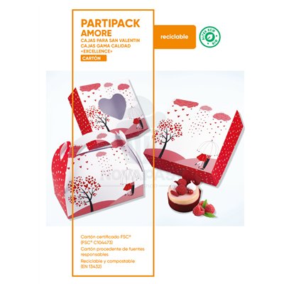 BOÎTES POUR GÂTEAU "AMORE" AVEC POIGNÉES 17X10X6 CM (UD)