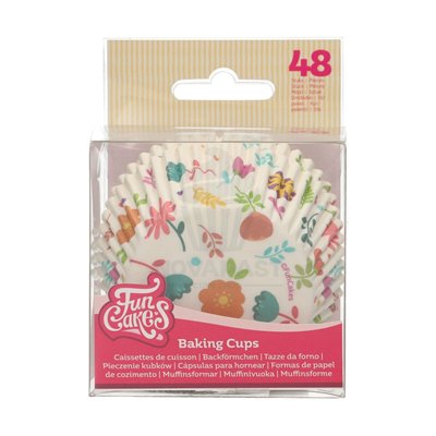 FUNCAKES SET DE 48 CAPSULAS PAPEL CUPCAKES FLORAL