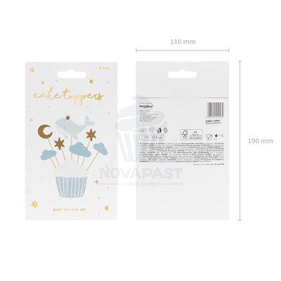 PARTYDECO CONJUNTO 7 TOPPERS CUPCAKES BALEIA CÉU