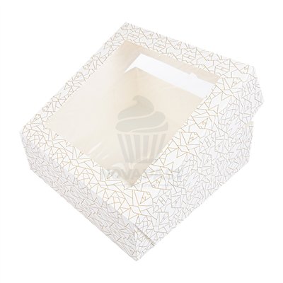 GDP CAJA PASTELERIA RAYADA C/VENTANA 32X32XH10 CM