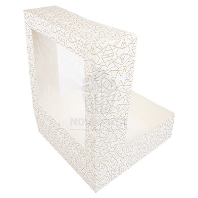 GDP BOÎTE À GÂTEAUX RAYÉE AVEC FENÊTRE 32X32XH10 CM