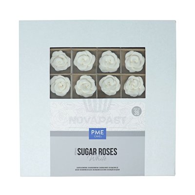Rosas de Açúcar Comestível 4cm Brancas - Set de 36 PME