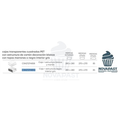 PET Box with Black Cardboard Window 28x28x8 cm - Elegance and Style