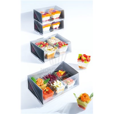 Caixa PET com Janela 20x12cm - Elegância em Preto e Cinza