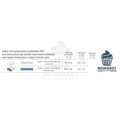 Black Cardboard PET Box with Grey Interior and Window 19.5x14.5cm 