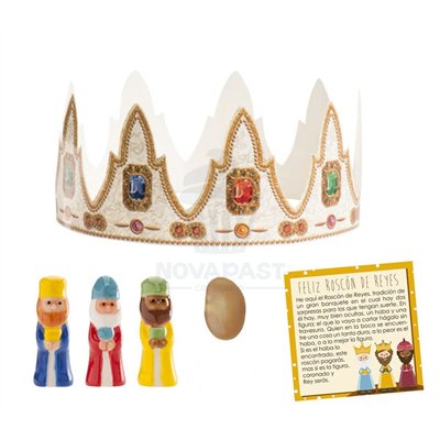 Caja 100 Set Roscón Reyes: Corona, Haba y Leyenda