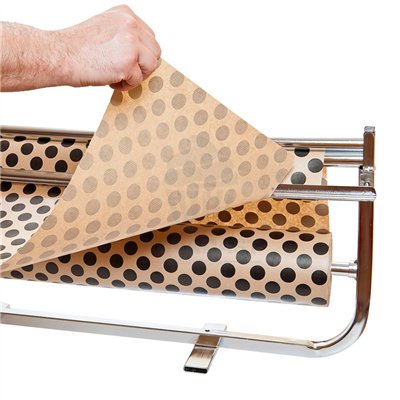 ROLO 100M. PAPEL KRAFT BOLINHAS PRETAS LARGURA 70CM