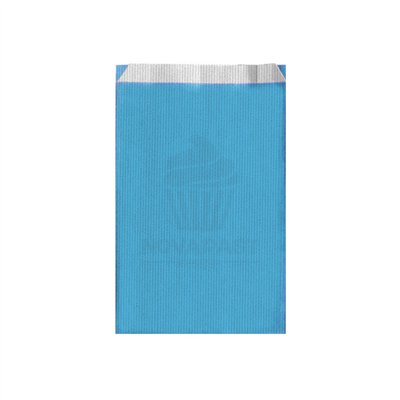 PAQ. DE 250 BOLSAS DE PAPEL AZUL TURQ. 12+5 X18 CM