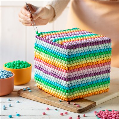 DECORA FRASCO 80 GR LENTILHAS DE CHOCOLATE CORES MISTURADAS