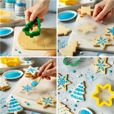DECORA SET 2 CORTADORES GALLETA+4 STENCIL NAVIDAD