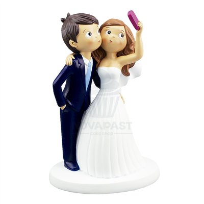 PAR DE NAMORADOS RESINA 19 CM MODELO SELFIE