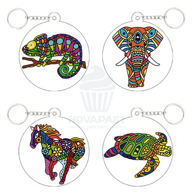 ENSEMBLE DE 4 PORTE-CLÉS SURPRISE ROSCON REYES MANDALA 4CM