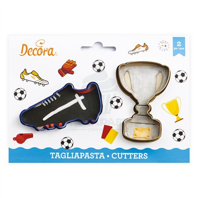 DECORA SET 2 CORTADORES TROFEO+ZAPATILLA FUTBOL 