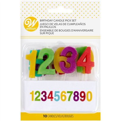 WILTON CONJUNTO DE 10 VELAS MULTICOLORIDAS DE NÚMEROS 7,5CM