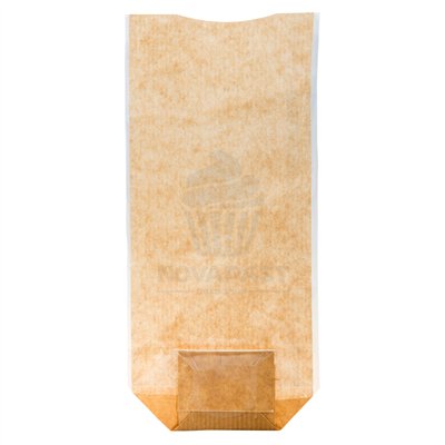 100 SACOS DE CELOFANE KRAFT/TRANSPARENTE BASE PLANA 10X22CM