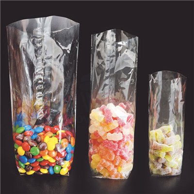 ENSEMBLE DE 100 SACS EN CELLLOPHANE TRANSPARENTS 21X5,5 CM FOND HEX.