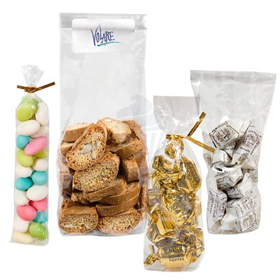 SET 100 BOLSAS CELOFAN TRANSP 24X5,5 CM FONDO HEX.