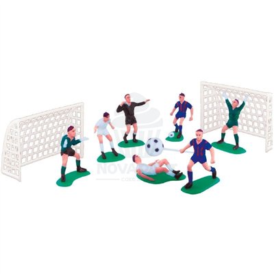 Kit Décoration Gâteau Foot Bleu/Blanc (10 Pièces)