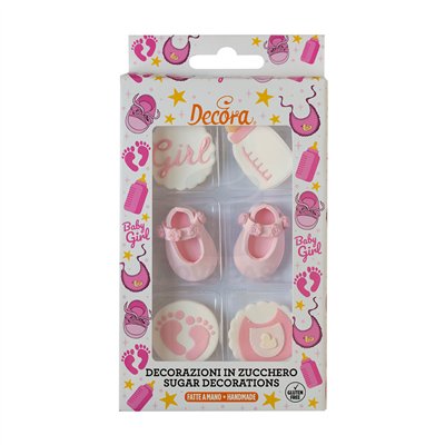 ENSEMBLE DE 6 DÉCORATIONS EN SUCRE IT´S A GIRL 5CM