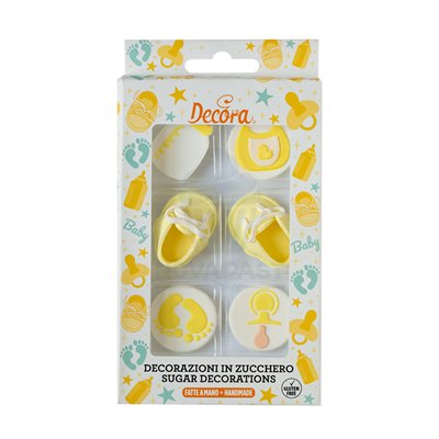 ENSEMBLE DE 6 DÉCORATIONS EN SUCRE BABY PARTY 5CM