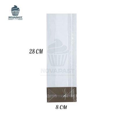 DECORA 100 SACOS CELOFANE FUNDO RÍGIDO 8X28H CM FUELHE 4CM