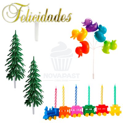 FG SET 6 PEÇAS KIT DECORAÇÃO BOLO TREM