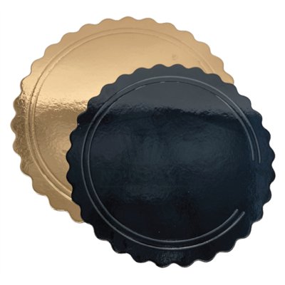 BASE CARTON RIGIDA ONDULADA 3MM ORO/NEGRO 16 CM