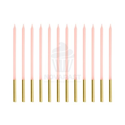 PARTYDECO CONJUNTO 12 VELAS DE ANIVERSÁRIO ROSA/OURO 14CM