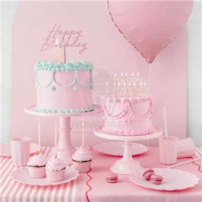PARTYDECO SET 12 VELAS DE CUMPLEAÑOS ROSA/ORO 14CM