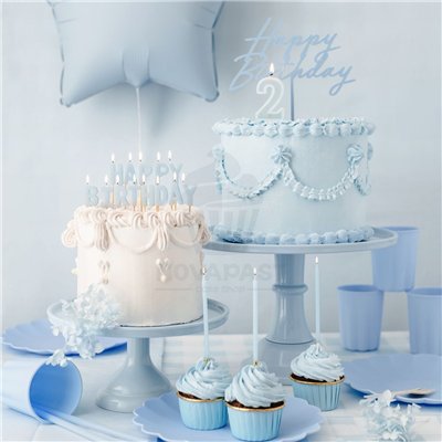 PARTYDECO CONJUNTO 12 VELAS DE ANIVERSÁRIO AZUL/OURO 14CM