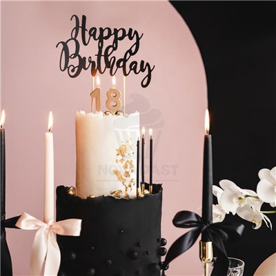 PARTYDECO SET 12 VELAS CUMPLEAÑOS NEGRO/ORO 14CM