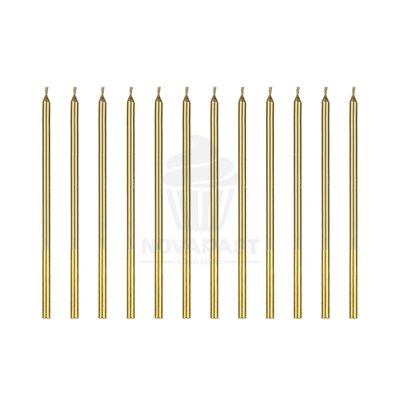 PARTYDECO ENSEMBLE DE 12 BOUGIES D'ANNIVERSAIRE OR 14CM