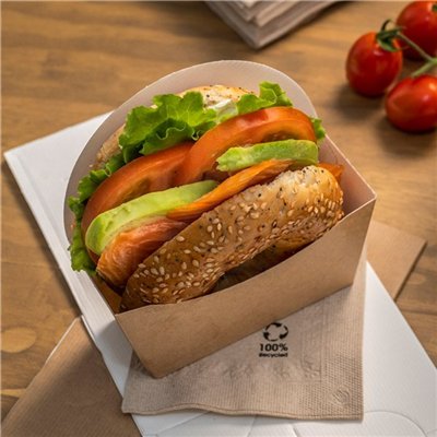 "CONJUNTO DE 100 EMBALAGENS PARA SNACK BAGEL KRAFT 12X4,5X12CM"