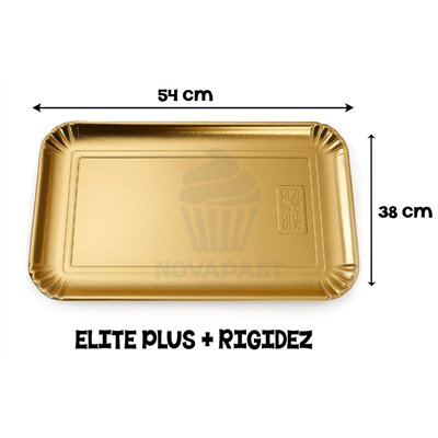 BANDEJA RECTANGULAR ELITE PLUS ORO 38X54 CM