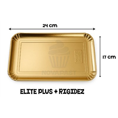 BANDEJA RECTANGULAR ELITE PLUS ORO 17X24 CM
