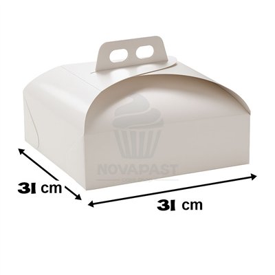 Boîte à gâteau Milano blanche 31x31 cm - Élégance naturelle