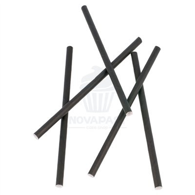 "SET OF 250 BLACK STRAIGHT COCKTAIL STRAWS 0.60X14CM"