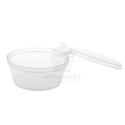 SET DE 50 TARRINAS SALSERAS TRANSP. CON TAPA 60 ML