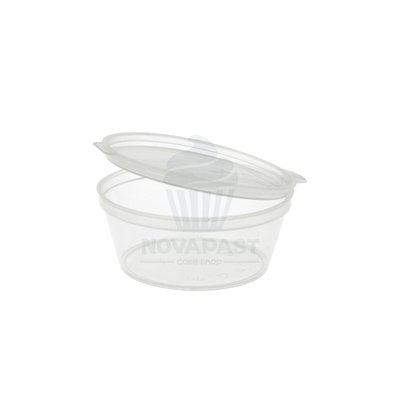 SET DE 50 TARRINAS SALSERAS TRANSP. CON TAPA 60 ML