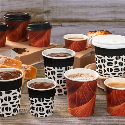 PAQ. 50 VASOS CAFE BLANCO NEGRO 120ML Ø6,2/4,5x6CM