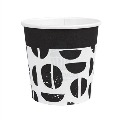PAQ. 50 VASOS CAFE BLANCO NEGRO 120ML Ø6,2/4,5x6CM