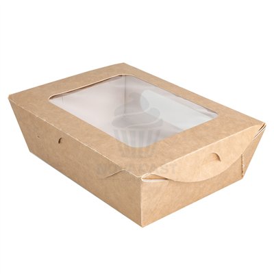 CAJA KRAFT DOBLE VENTANA INTERIOR PET 16X12X5 CM